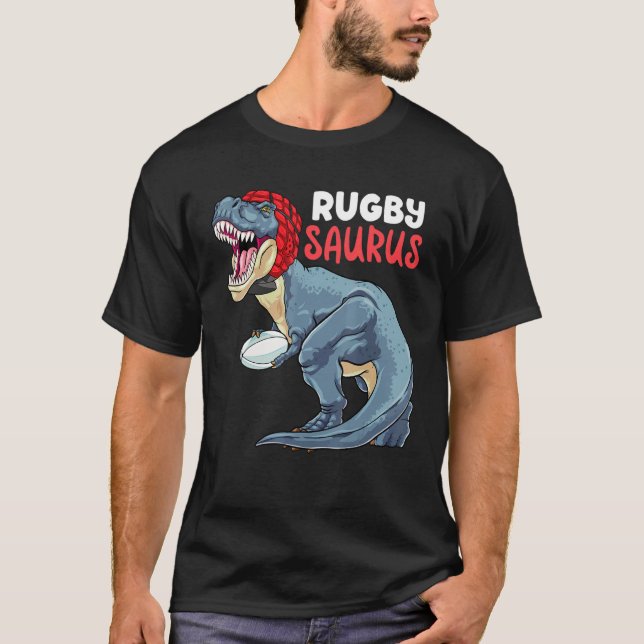 Rugby Dinosaur Rex Rugby Saurus Sports Rugby Play T Shirt (Framsida)