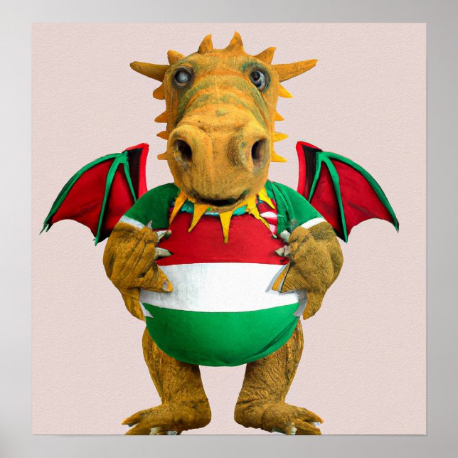 Rugby Dragon - Rugby Art Print Poster (Framsidan)
