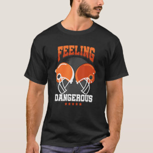 Rugby Football Player Dangerous Feel Helmet Quarte T Shirt