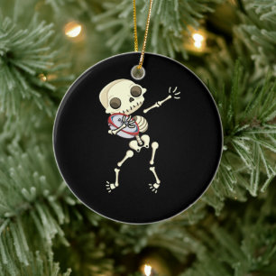 Rugby Funny Skeleton Julgransprydnad Keramik