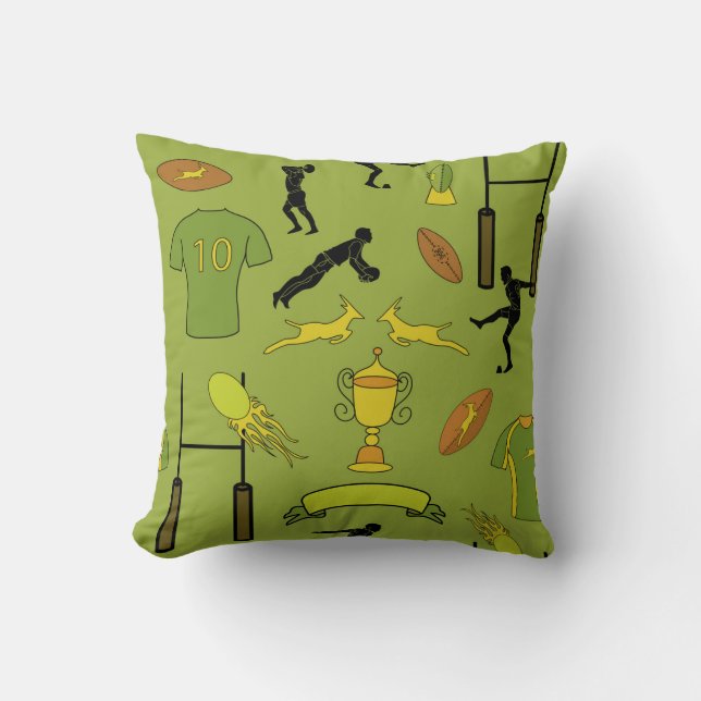 Rugby game on Throw Pillow, Throw Pillow 16" x 16" Kudde (Framsida)