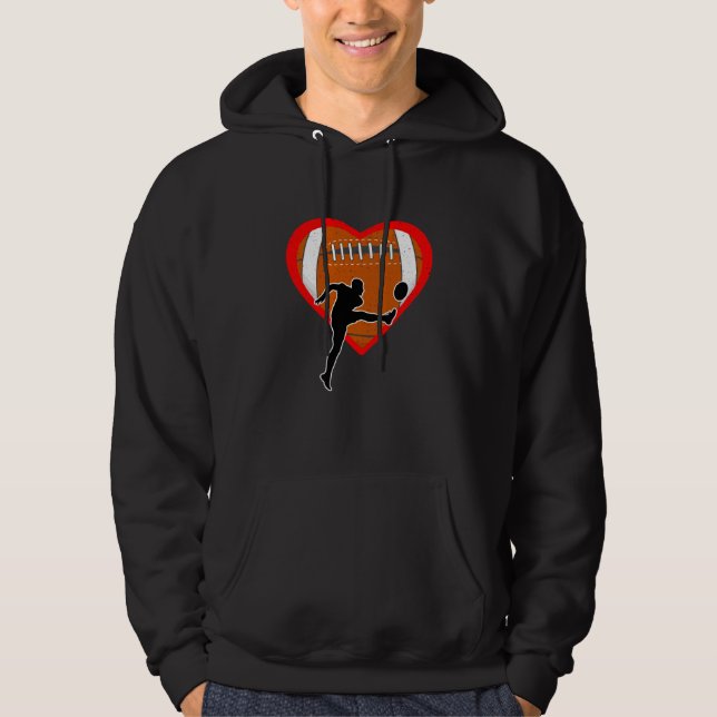 Rugby Heart Sport Love Anti Valentines Day Hoodie (Framsida)