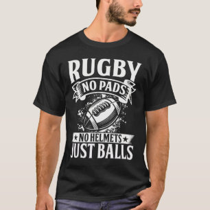 Rugby Inga Dynor Inga Hjälmar Bara Bollar Vit Rugb T Shirt