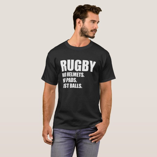Rugby inga hjälmar inga för dynor bollar precis tee (Hel framsida)