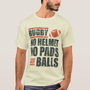 Rugby ingen hjälm inga för dynor bollar precis t shirt