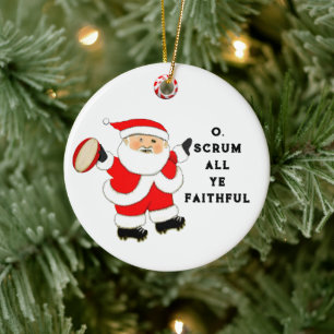 Rugby jul julgransprydnad keramik