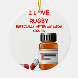 rugby julgransprydnad keramik
