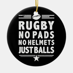 Rugby Just Bollar. Inga Dynor, inga hjälmar Julgransprydnad Keramik