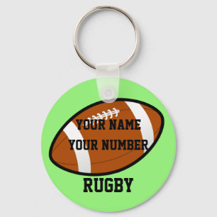 Rugby Keychain ID-Märkre DITT NAMN OCH NUMMER Nyckelring