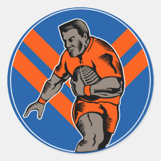 Rugby League-spelare som kör med boll Runt Klistermärke