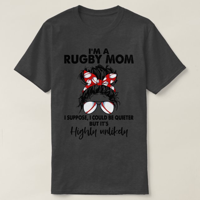 Rugby Mamma Messy Bun Hair Design Funny Sport Älsk T Shirt (Design framsida)