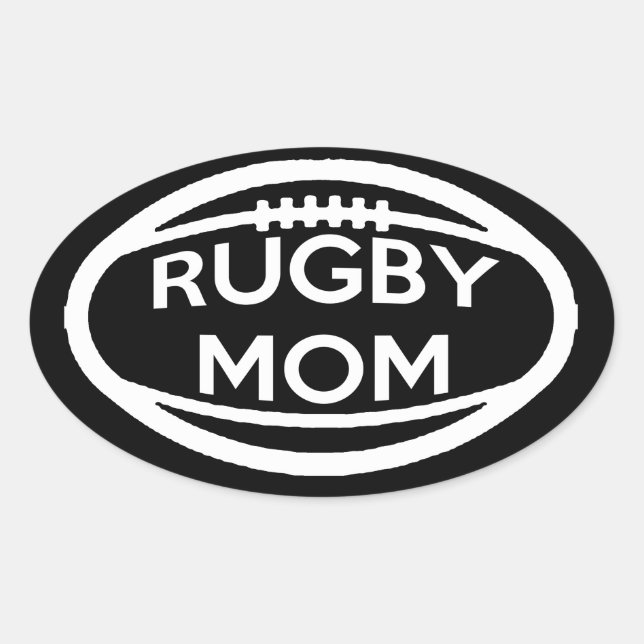 Rugby Mamma Ovalt Klistermärke (Framsida)