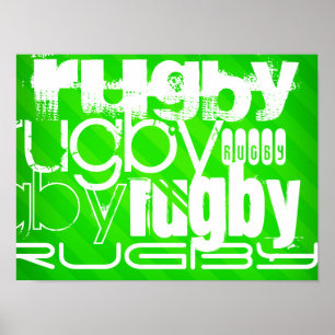 Rugby, Neon Grönt Rand Poster