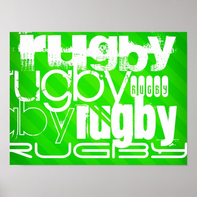 Rugby, Neon Grönt Rand Poster (Framsidan)
