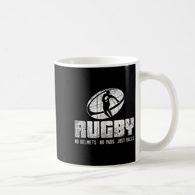 Rugby No Helmet No Pads Just Shirt - Funny Rugby Q Kaffemugg (Höger)