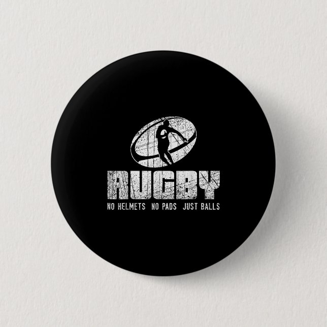 Rugby No Helmet No Pads Just Shirt - Funny Rugby Q Knapp (Framsida)