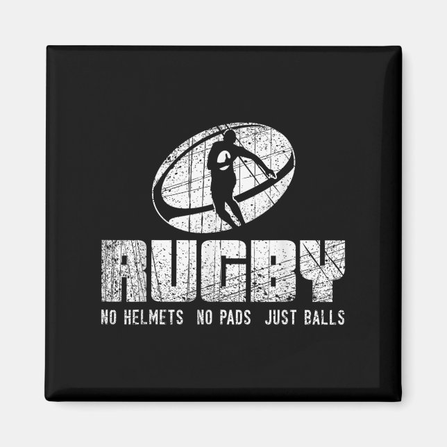 Rugby No Helmet No Pads Just Shirt - Funny Rugby Q Magnet (Framsidan)