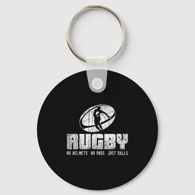 Rugby No Helmet No Pads Just Shirt - Funny Rugby Q Nyckelring (Framsida)