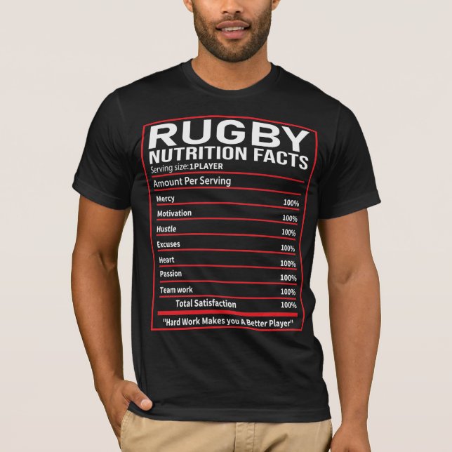 Rugby Nutrition Facts - Rugby Player Älskare Gift T Shirt (Framsida)
