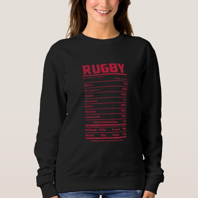 Rugby Nutrition Facts Rugger Players Sport Team Di T Shirt (Framsida)