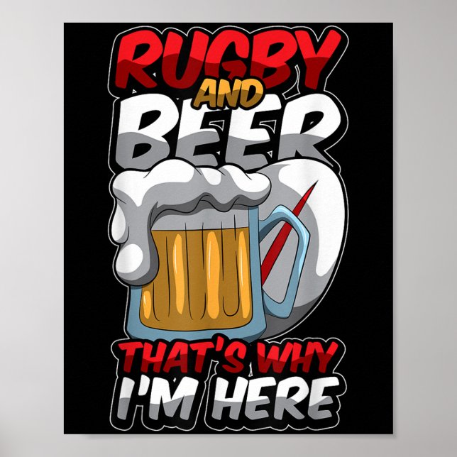 Rugby och Beer Det är därför jag är här. Poster (Framsidan)