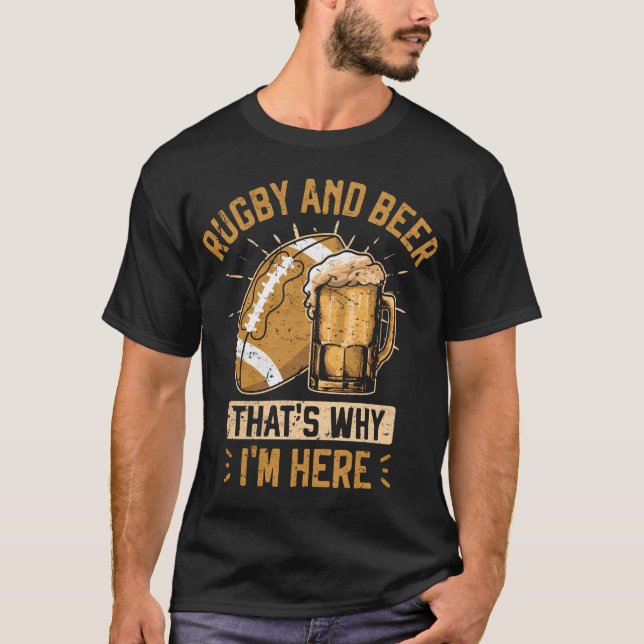 Rugby och Beer Team Funny Rugby Player T Shirt (Framsida)