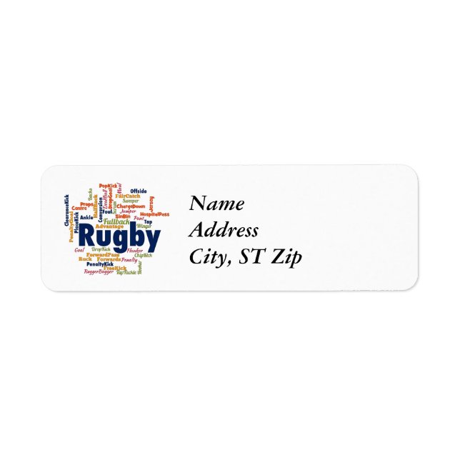Rugby Ord Cloud Returadress Etikett (Framsidan)