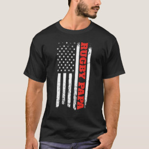 Rugby Pappa Amerikanska Flagga Manarna Fars dag T Shirt
