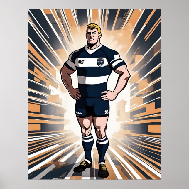 Rugby Player Art-utskrift Poster (Framsidan)