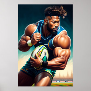 Rugby Player Art-utskrift Poster