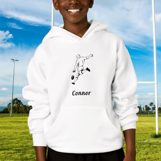Rugby Player & Custom Name Sports Black and White T Shirt (Skapare uppladdad)