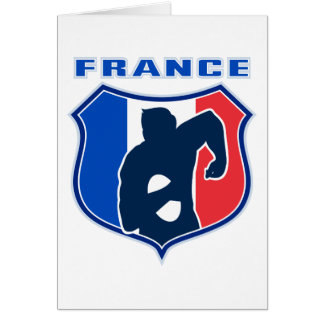 rugby player fransk frankrike flagga-sköld hälsningskort
