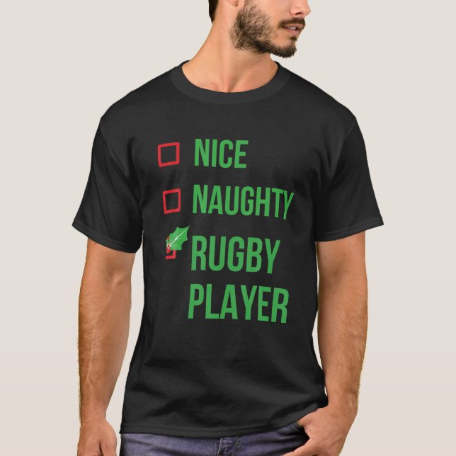 Rugby Player Funny Pajama-julgåva T Shirt (Framsida)
