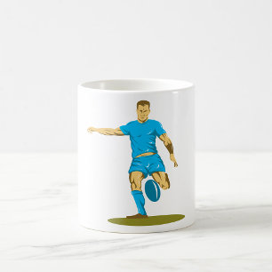 Rugby Player Kicking Boll Athletic Sports Kaffemugg