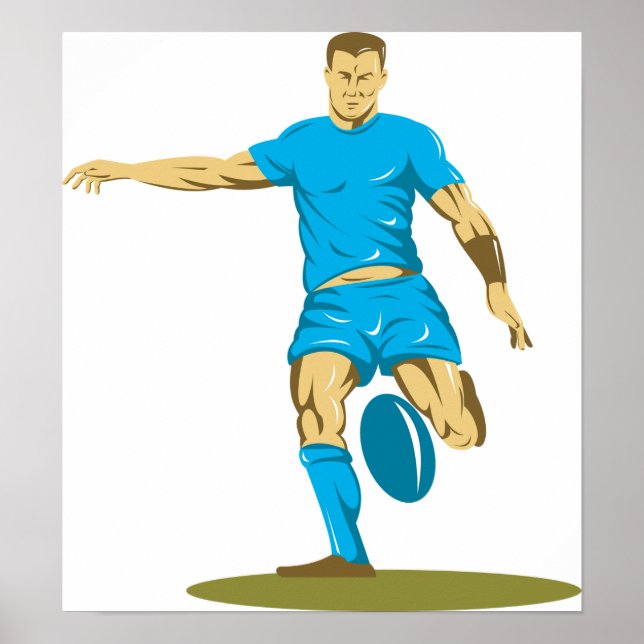 Rugby Player Kicking Boll Athletic Sports Poster (Framsidan)