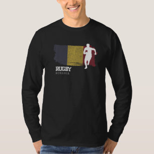 Rugby Player Rumänien Flagga Sports Boll Rugby T Shirt