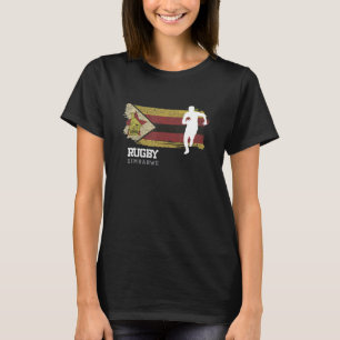 Rugby Player Zimbabwe Flagga Sports Boll Rugby T Shirt