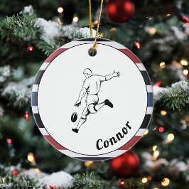 Rugby Players Namn Stripe Masculine Sport Theme  Julgransprydnad Keramik