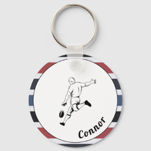 Rugby Players Namn Stripe Masculine Sport Theme Nyckelring