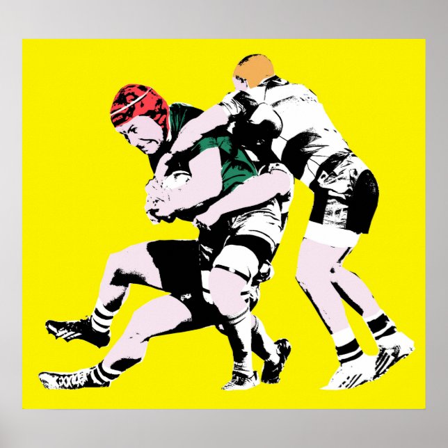 Rugby Players - Rugby Painting Print Poster (Framsidan)
