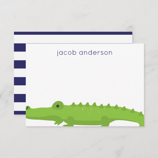 Rugby Rand Alligator Personlig Note Card Tack Kort (Fram/baksida)