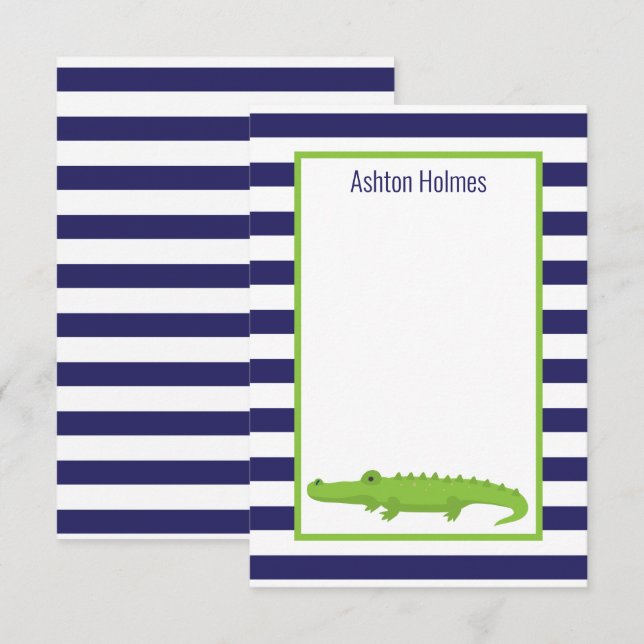 Rugby Rand Alligator Personlig Note Card Tack Kort (Fram/baksida)