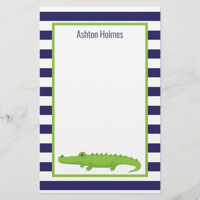 Rugby Rand Alligator Personlig Stationery Brevpapper (Framsida)