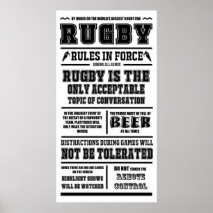 Rugby Regler i kraft - stor Poster