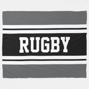 RUGBY Roligt Athletic Grått Black White Tävla Rand Fleecefilt