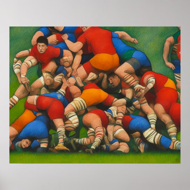 Rugby Ruck - Art on Kanvastryck Poster (Framsidan)