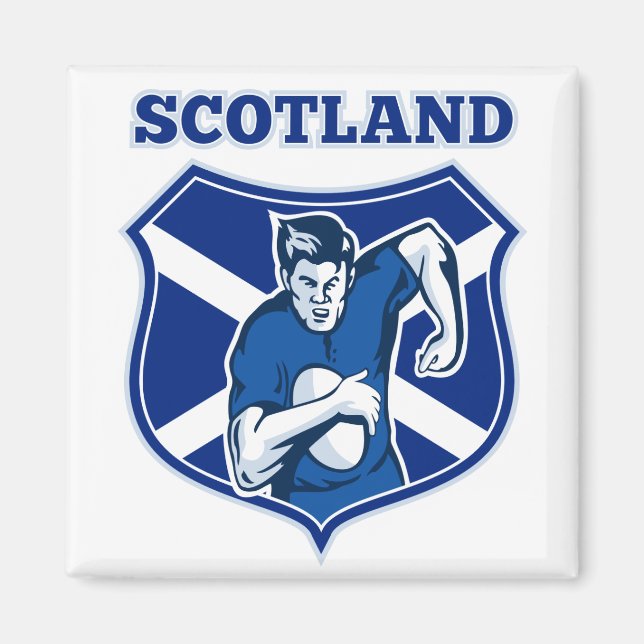rugby-spelare som driver flagga boll magnet (Framsidan)