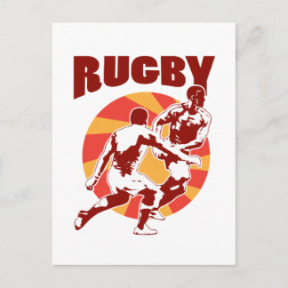 Rugby-spelare som kör förbi och tar emot retro sti vykort