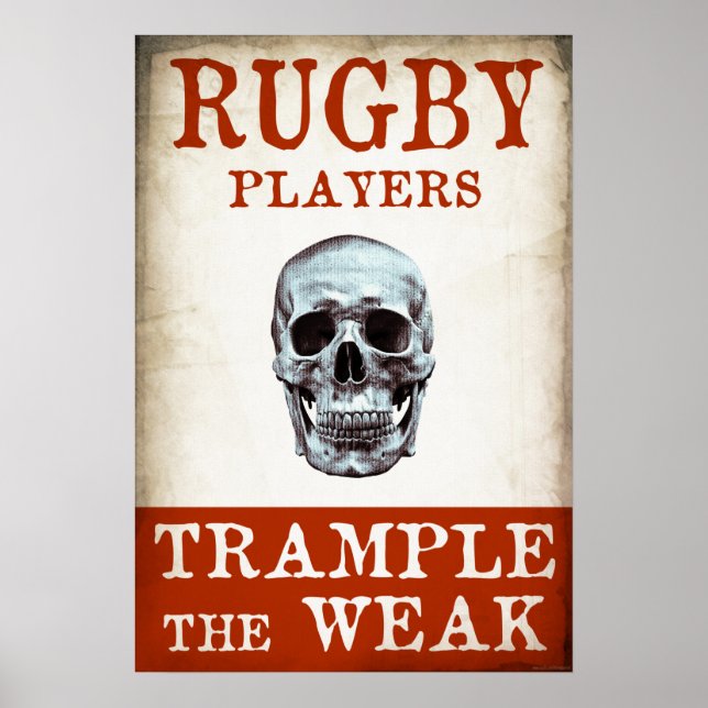 Rugby-spelare tränger undan det svaga - skriv ut poster (Framsidan)