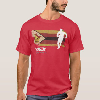 Rugby spelare Zimbabwe Flagga Sport Boll Rugby rol T Shirt